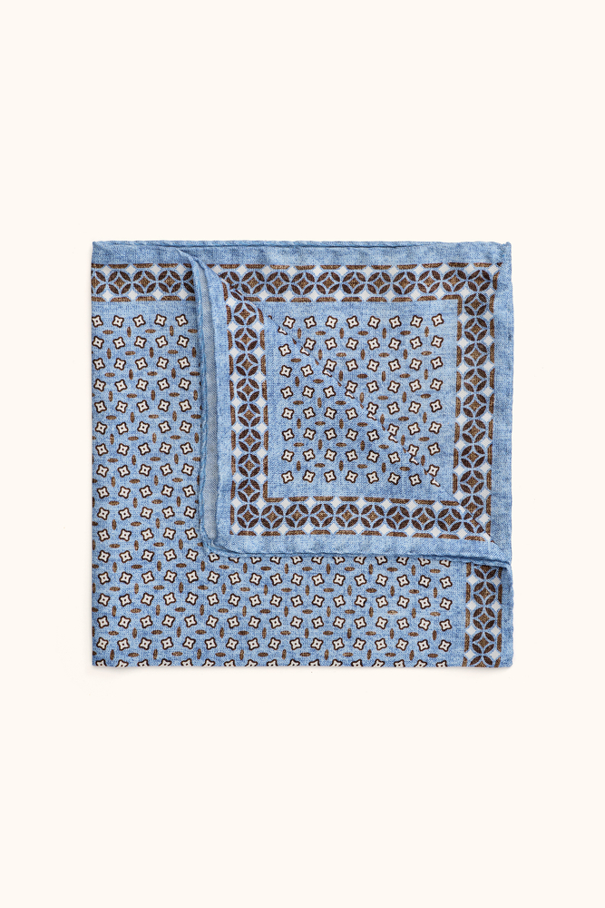Paisley Patterned Cotton Bandana - Blue | Oscar Jacobson