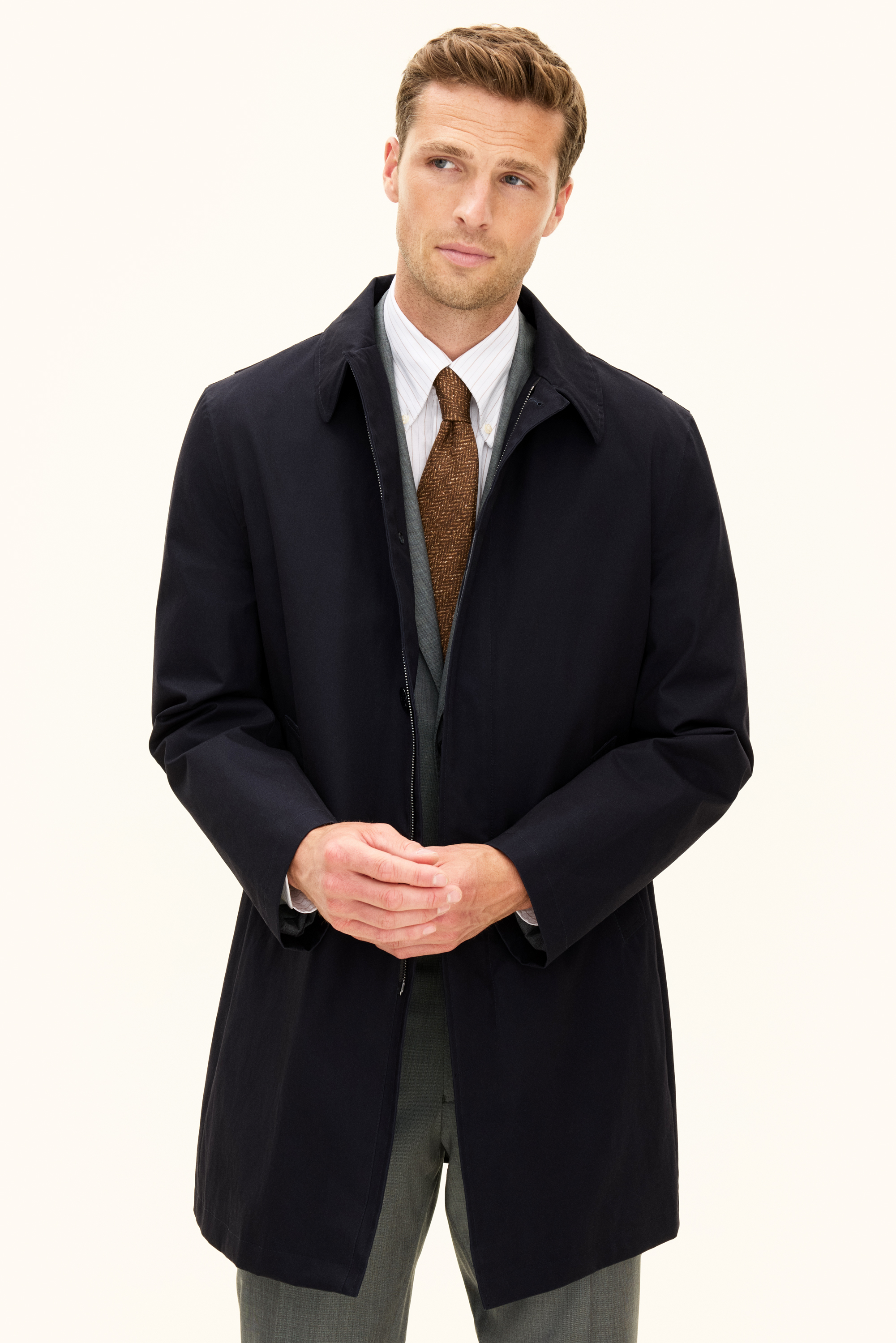 Car Coat Cotton Twill - Dark blue | Oscar Jacobson