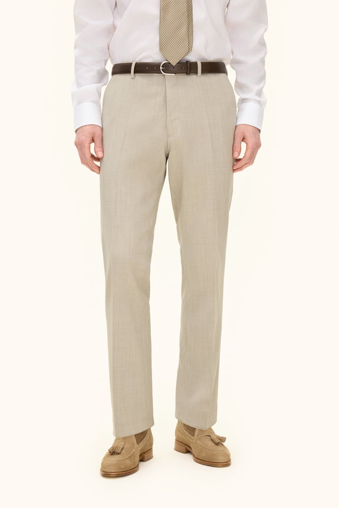 Regular Fit Tropical Wool Trousers - Beige | Oscar Jacobson