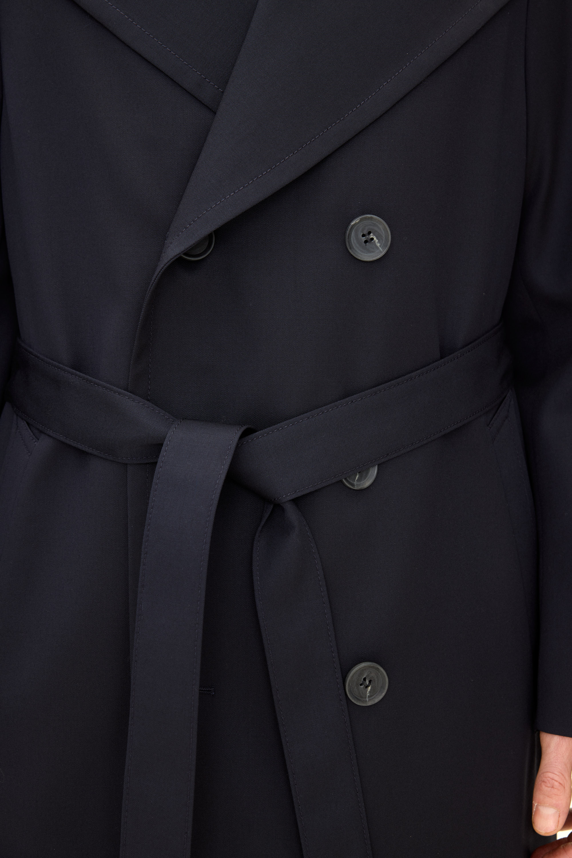 Double Breasted Gabardine Raglan Coat - Dark blue | Oscar Jacobson