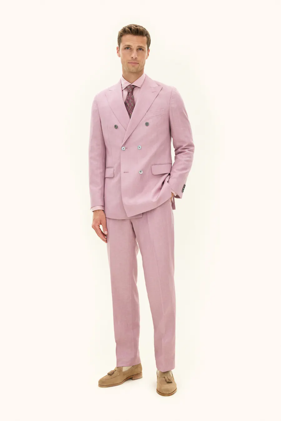Regular Fit Dubbelknäppt Twillkostym