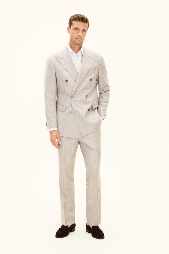 Regular Fit Dobbeltspent Dress Stripete Ull