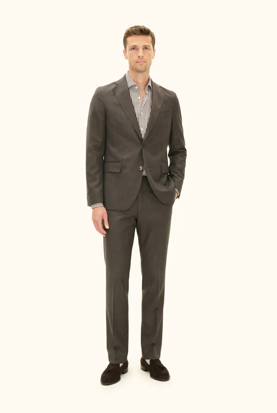 Regular Fit Structured Wool Suit
