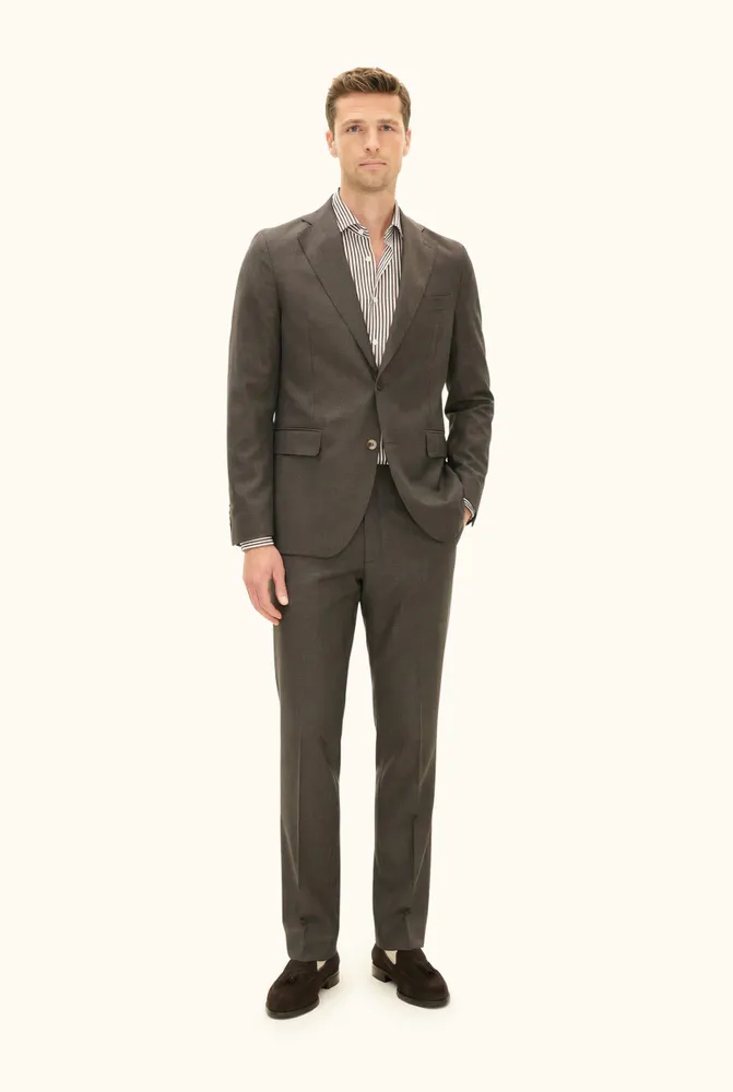 Regular Fit Structured Wool Suit