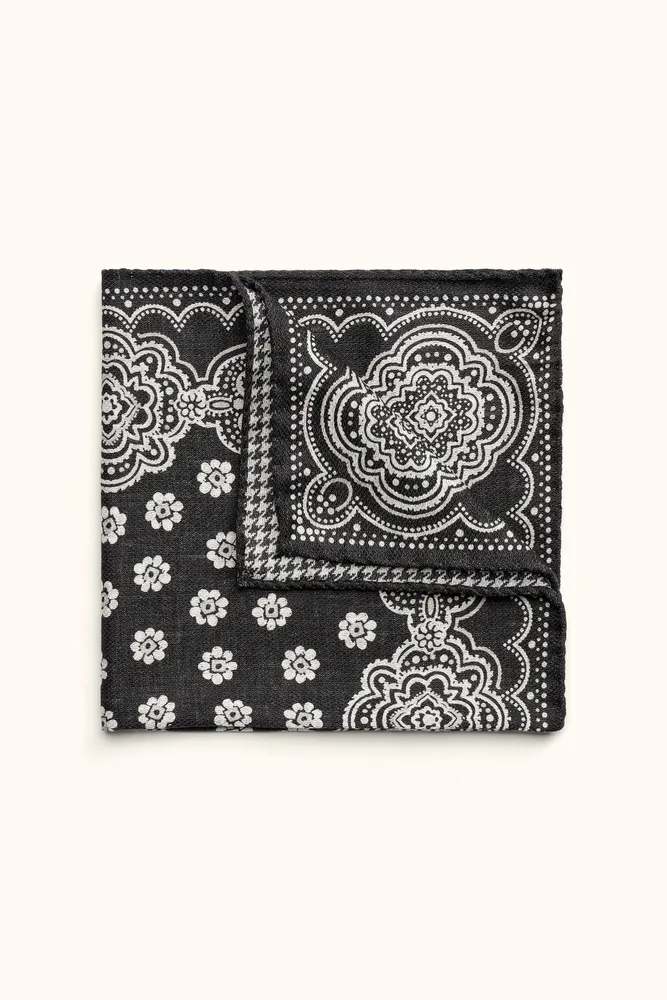 Flower Printed Silk Handkerchief