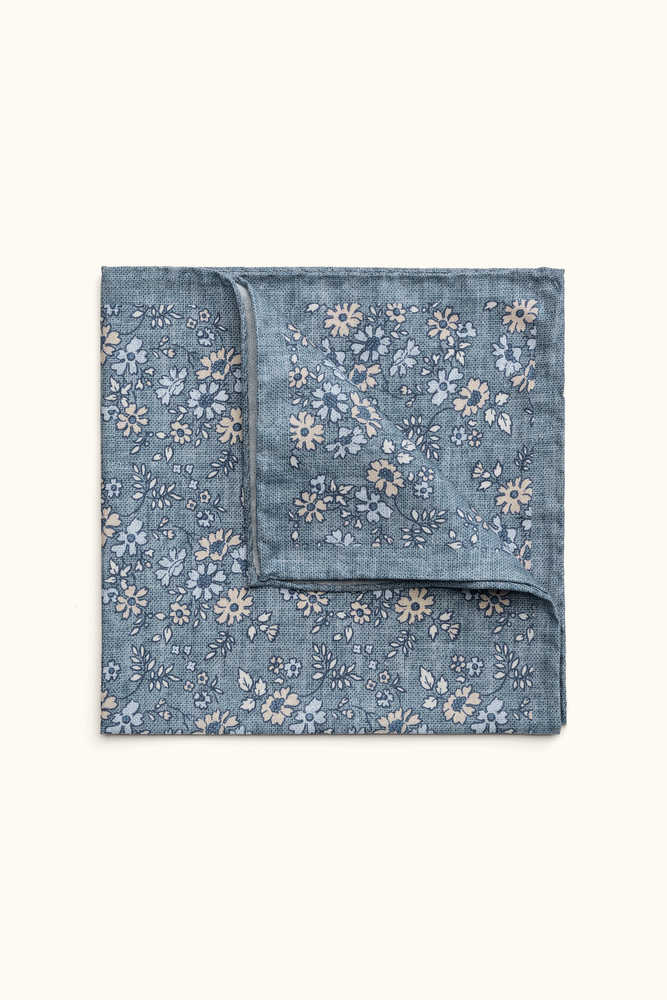 Paisley Patterned Cotton Bandana - Blue | Oscar Jacobson