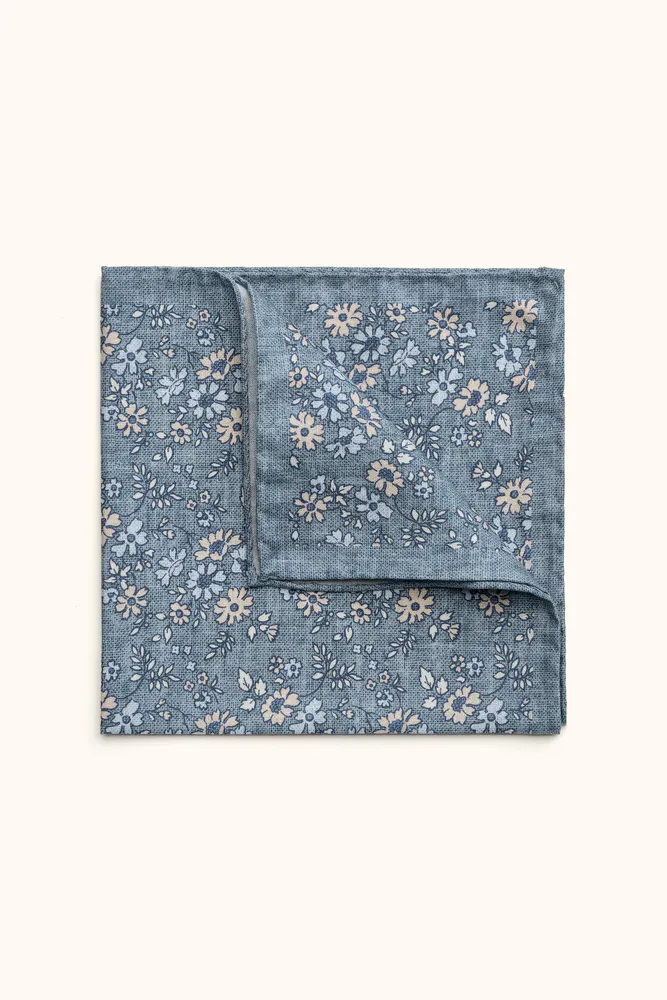 Flower Printed Silk Handkerchief