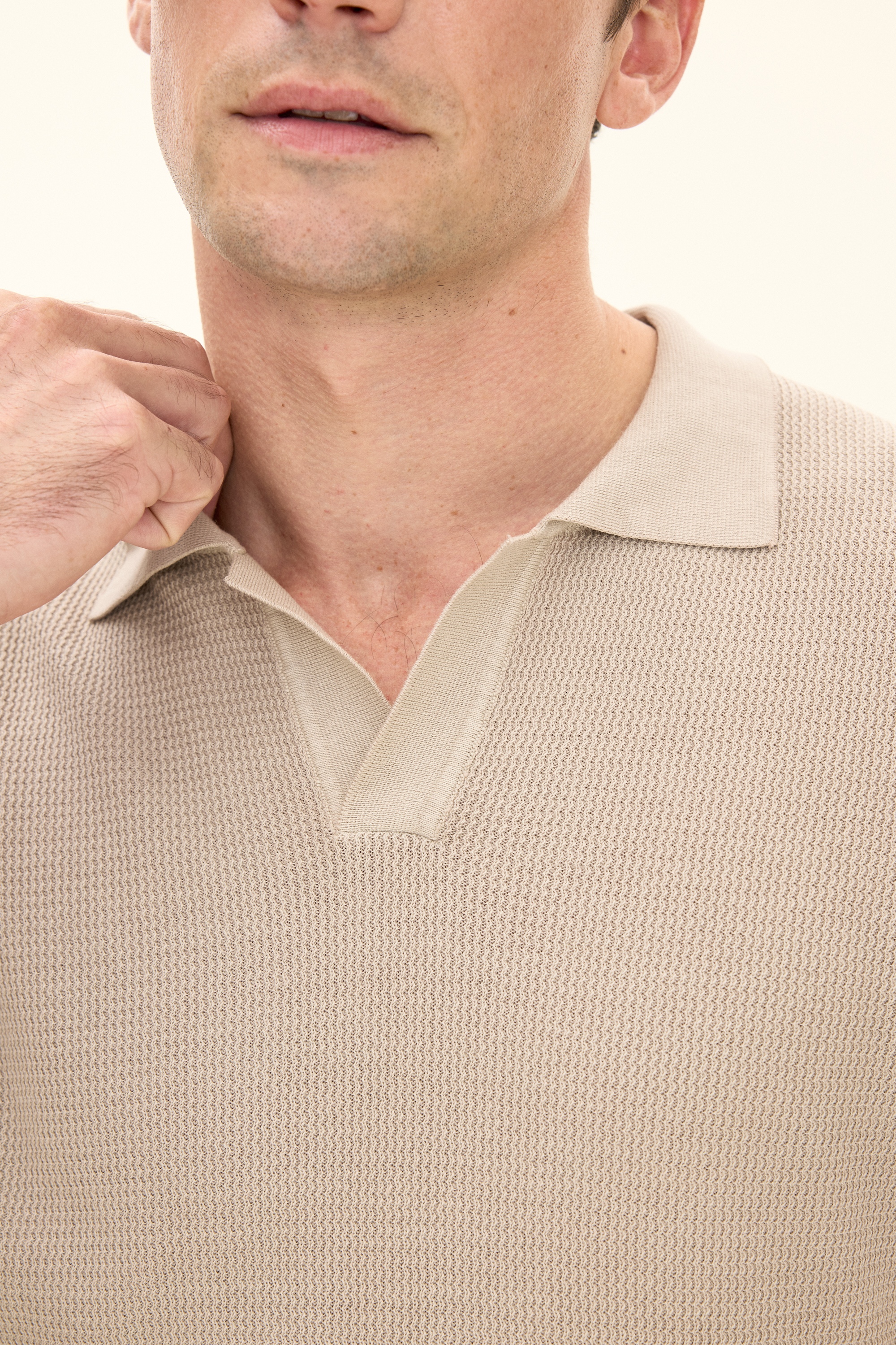 Regular Fit Cotton Polo Shirt - Beige | Oscar Jacobson