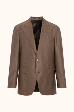 Regular Fit Double Breasted Wool Linen Twill Blazer