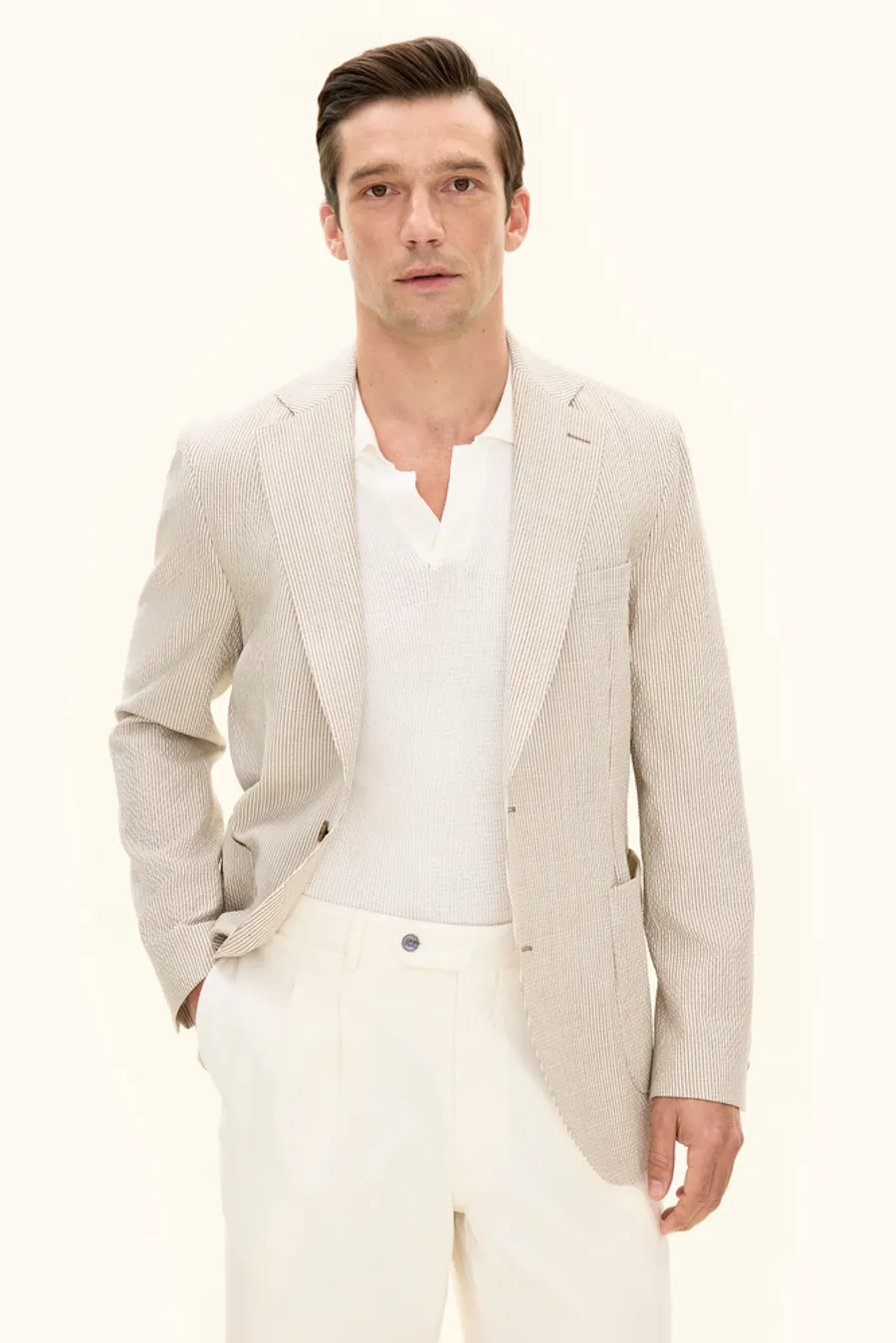 Regular Fit Seersucker Stripe Blazer
