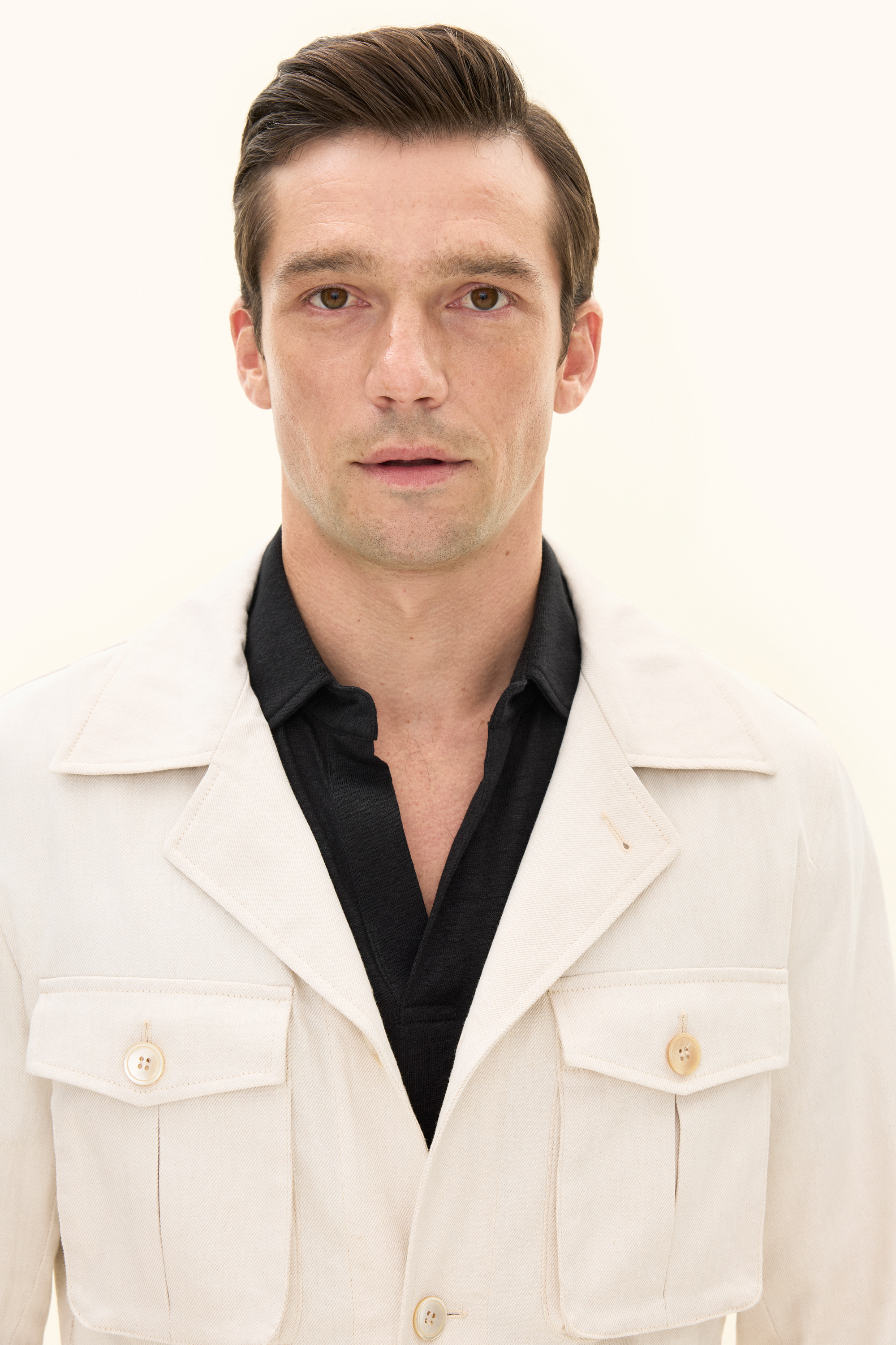 Regular Fit Twill Structure Shirt Jacket - White | Oscar Jacobson