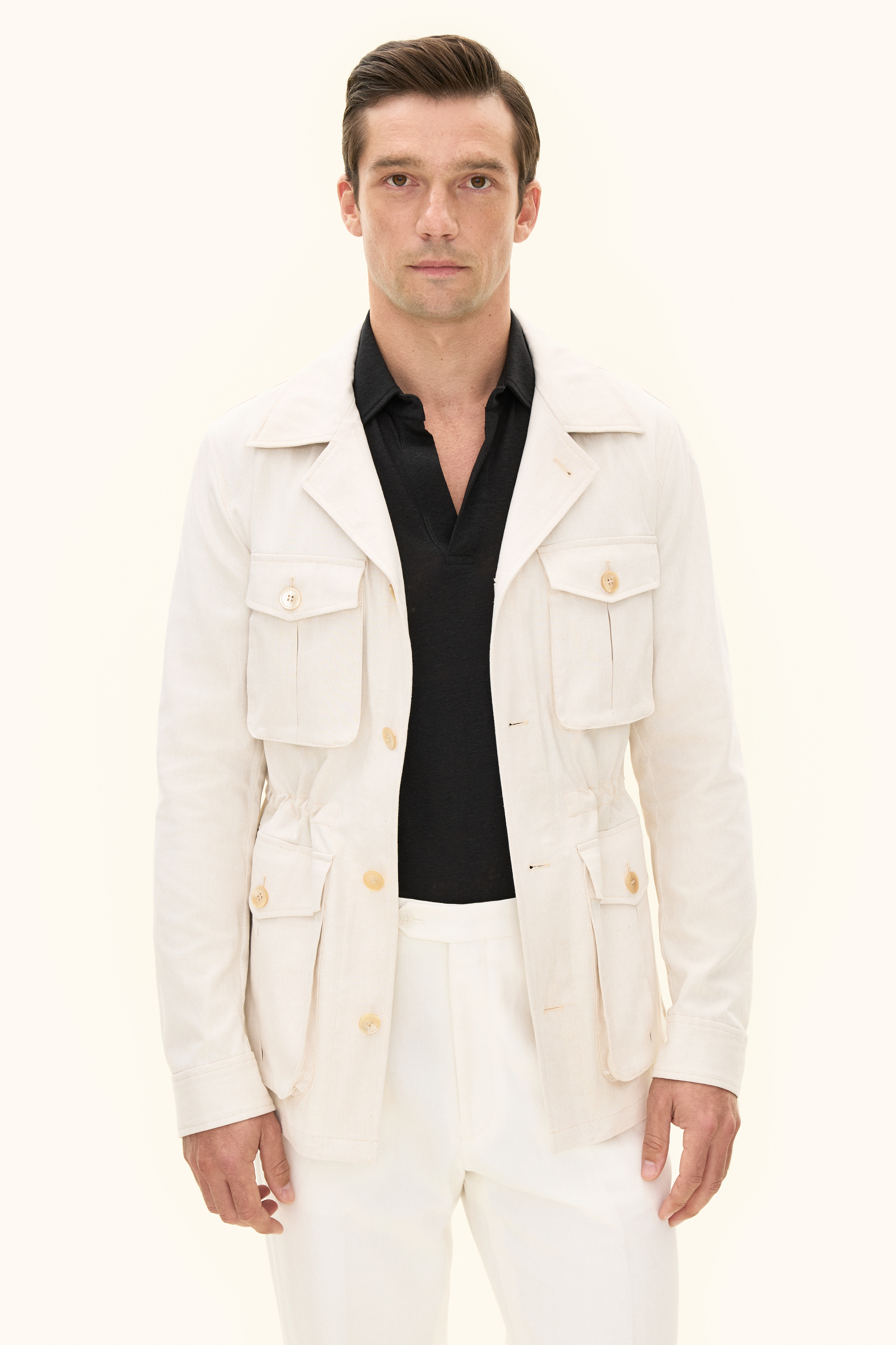 Regular Fit Twill Structure Shirt Jacket - White | Oscar Jacobson