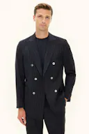 Regular Fit Dobbeltradet Stribet Uldblazer