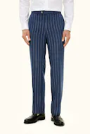 Regular Fit Stribede Hørbukser Høj Talje