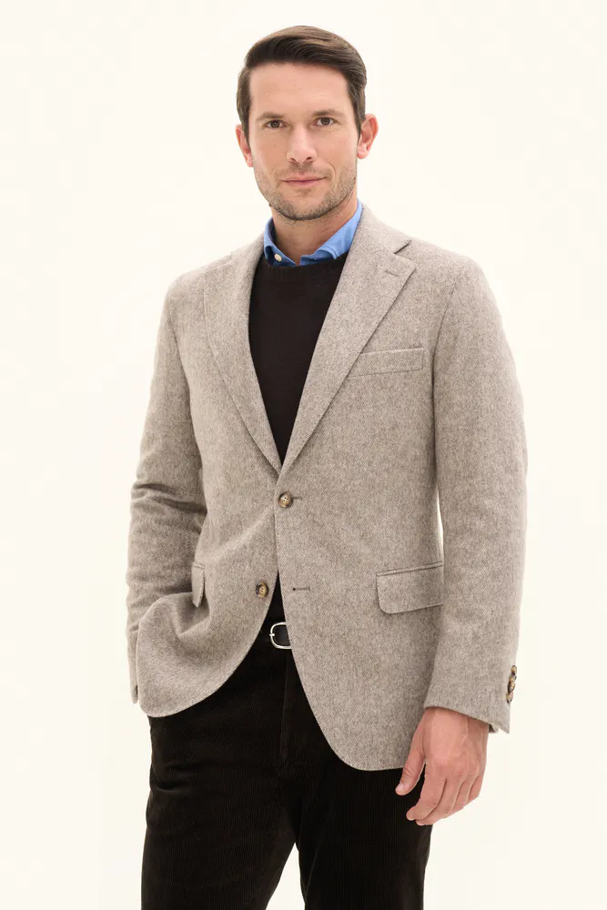Regular Fit Blazer Børstet Twillstruktur