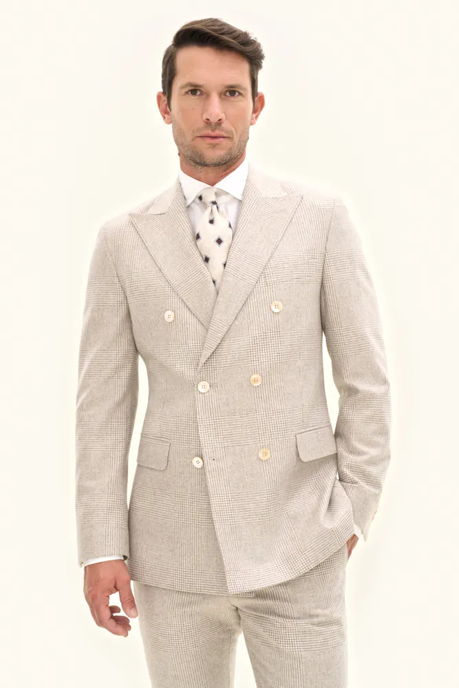 Regular Fit Double Breasted Glencheck Blazer