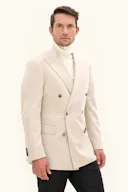 Regular Fit Double Breasted Brushed Wool & Cashmere Blazer
