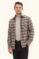 Straight Fit Ternet Flanellskjorte