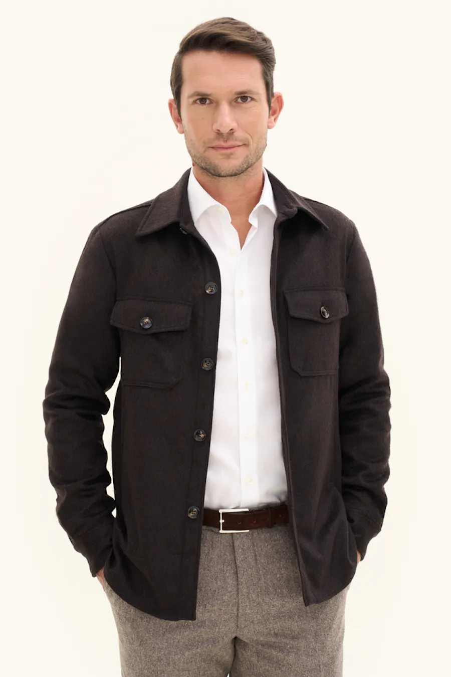Regular Fit Brushed Wool Overshirt
