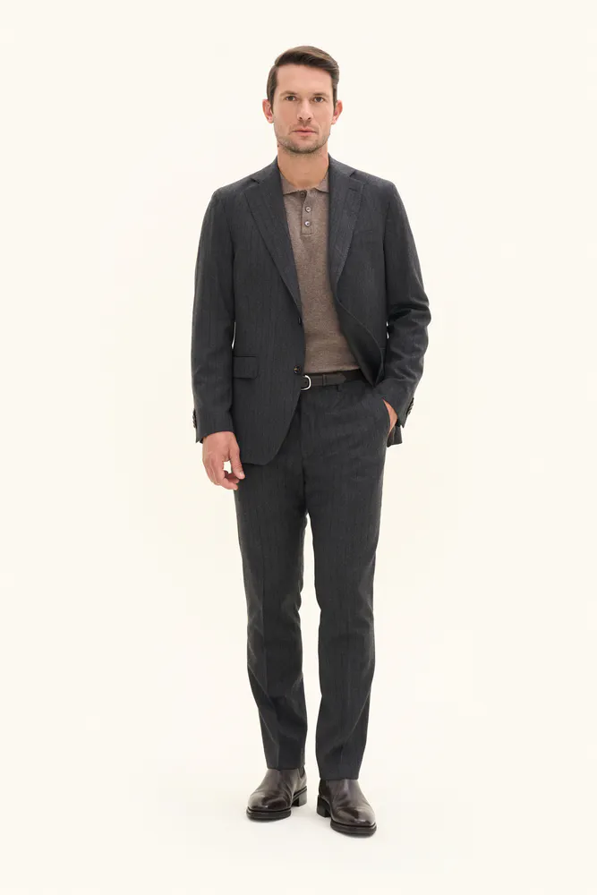Regular Fit Pinstripe Flanell Suit